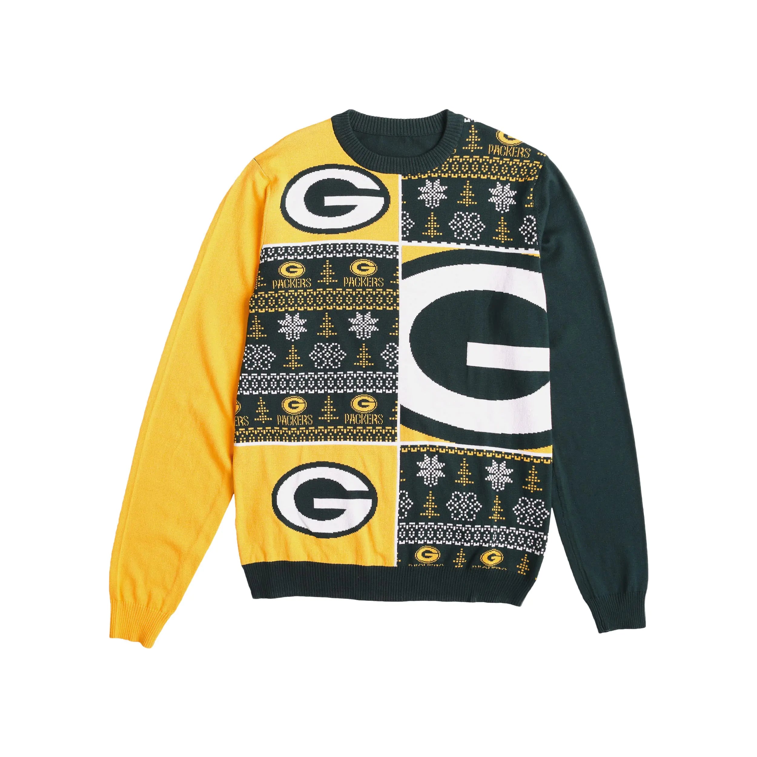 FOCO Green Bay Packers NFL Mens Busy Block Snowfall Sweater - XXL